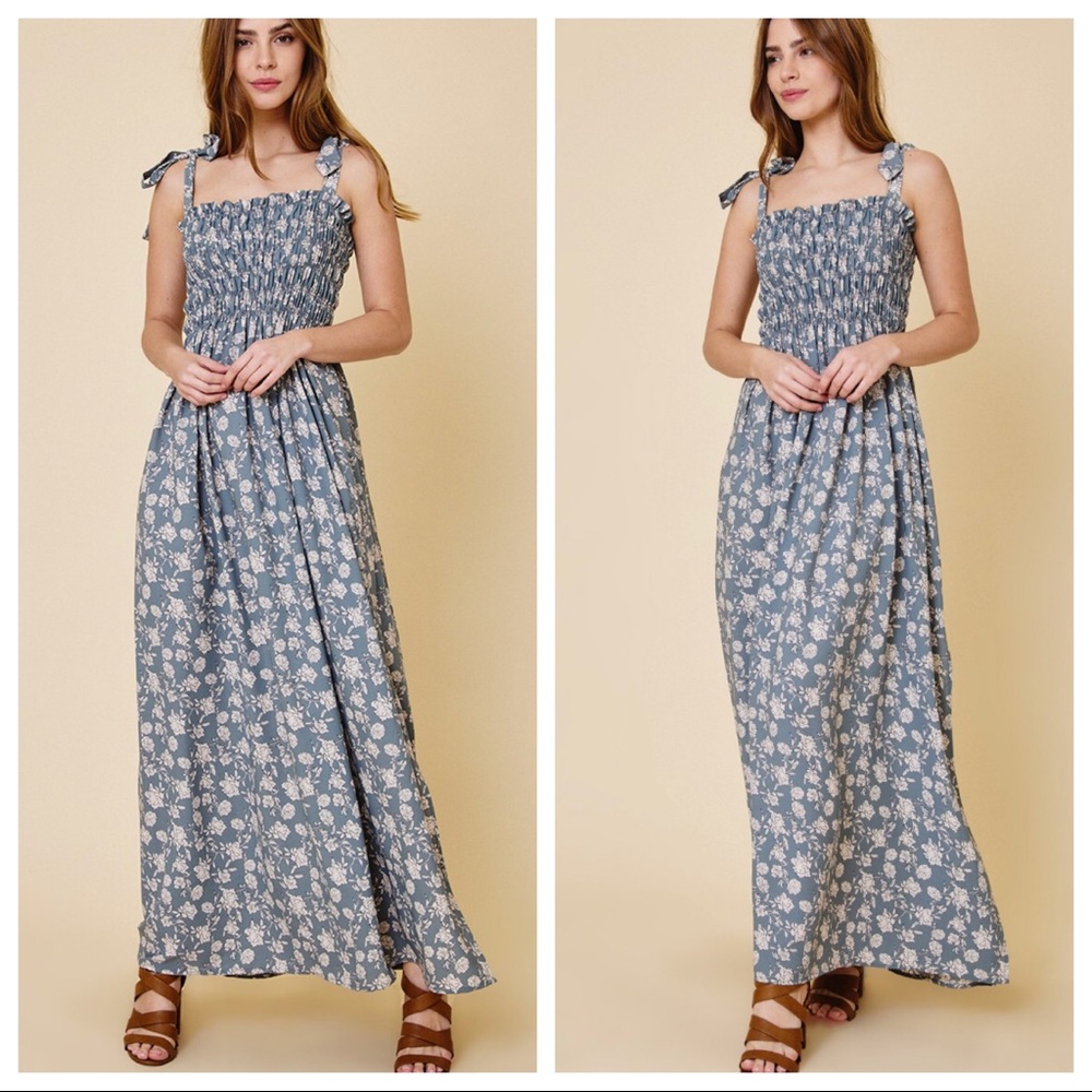 21 Pretty Floral print Tie Strap Maxi Dress - Picture 3 of 4